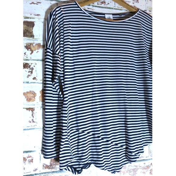 CAbi Boat Striped Asymmetrical Long Sleeve Tee Blouse Style 5064 - Picture 5 of 9